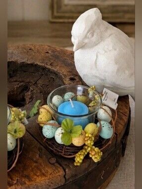 Bird & Egg Berry Nests Candle Holders - Set of 2